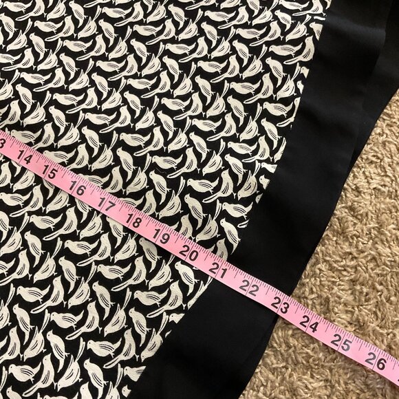 Kate Spade ♠️ Bird Print Sleeveless Draped Neck Midi Dress, Black/White, Size 14 - Picture 11 of 11